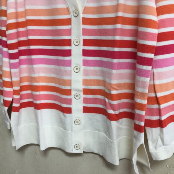 TALBOTS women's petite size XLP girlfriend cardigan sweater ivory, pink, coral - Picture 3 of 8